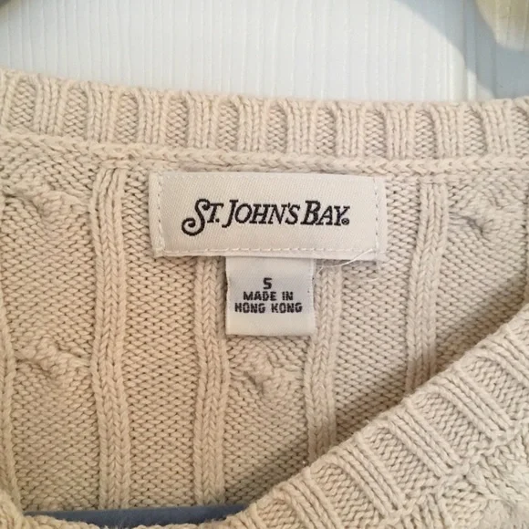 Cream color cable knit sweater St. John’s Bay size S - Picture 2 of 3